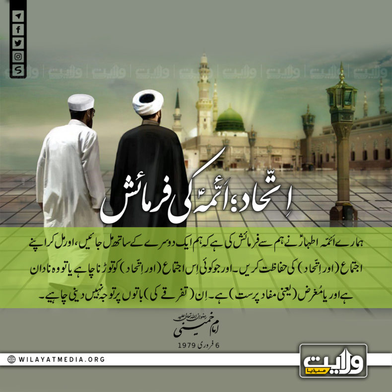 اتّحاد؛ اَئمّہؑ کی فرمائش