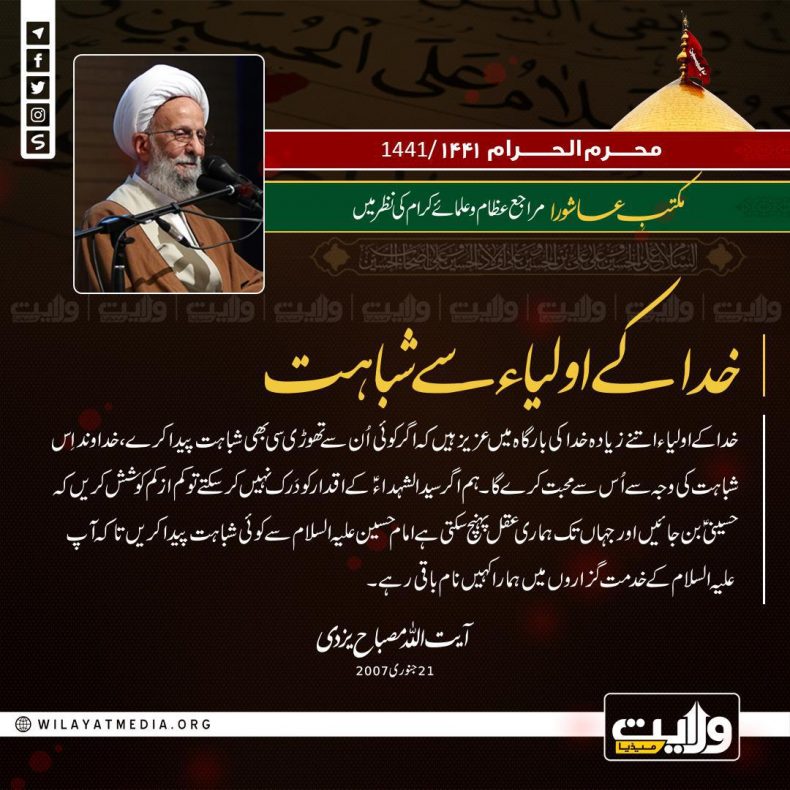 مکتبِ عاشورا مراجع عظام اور علمائے کرام کی نظر میں | خدا کے اولیاء سے شباہت