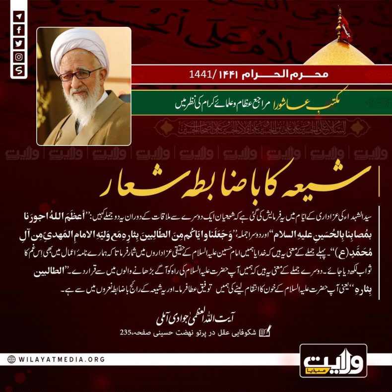مکتبِ عاشورا مراجع عظام اور علمائے کرام کی نظر میں | شیعہ کا باضابطہ شعار