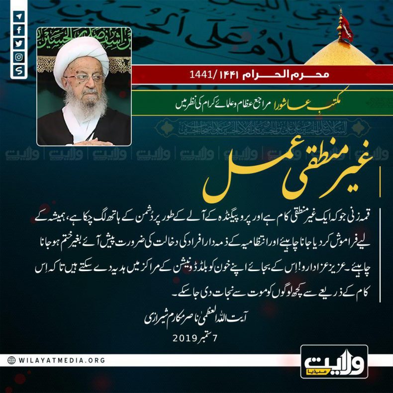 مکتبِ عاشورا مراجع عظام اور علمائے کرام کی نظر میں | غیر منطقی عمل